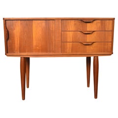 Mini Danish Modern Teak Tambour Entry Chest / Credenza