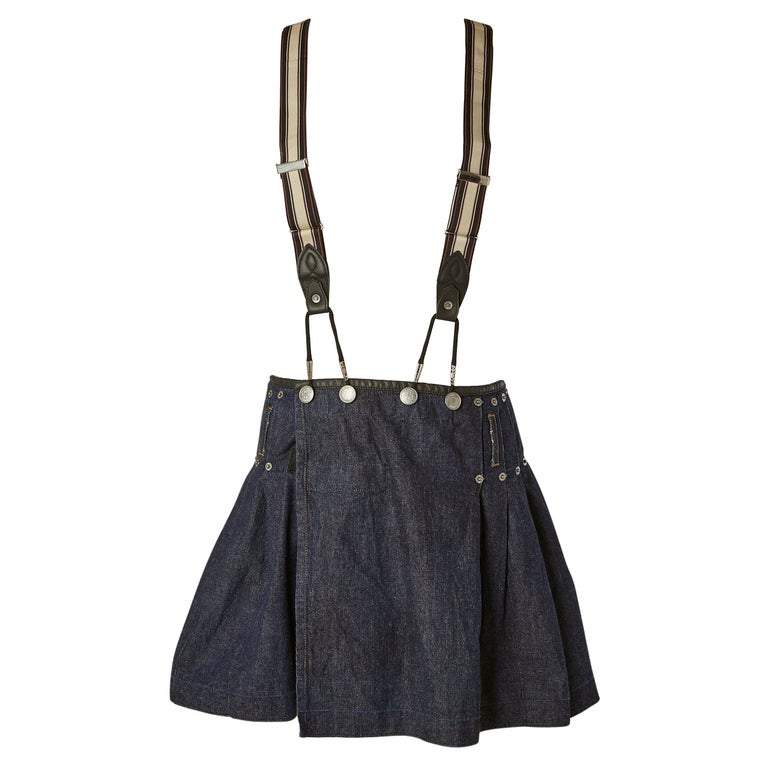 Mini denim kilt skirt with suspender JEAN-PAUL GAULTIER JEANS For Sale at 1stDibs