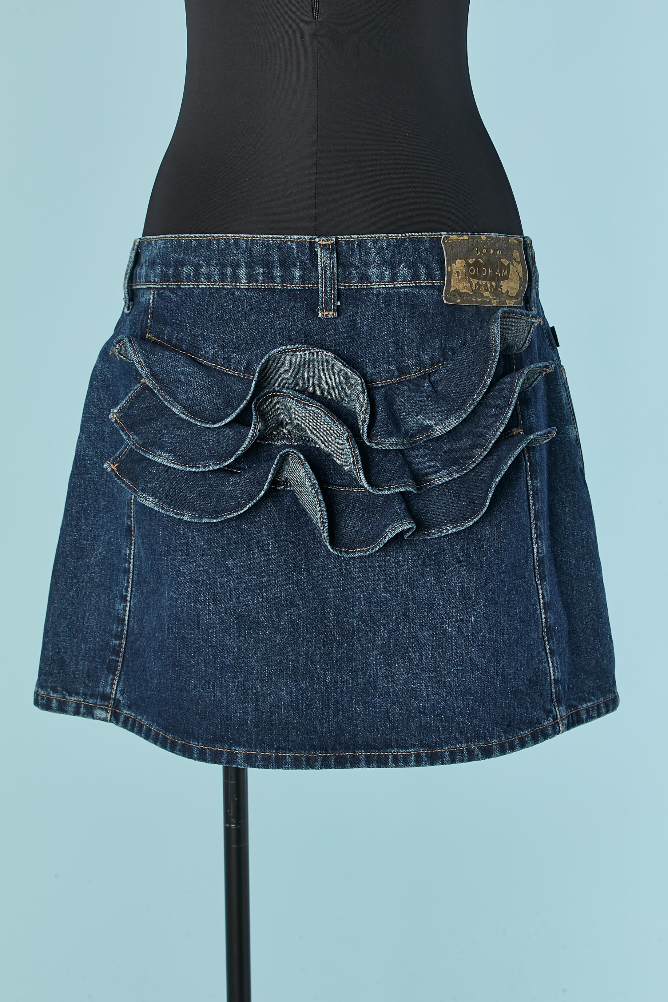 Women's Mini denim skirt with ruffles on the back Todd Oldham For Sale