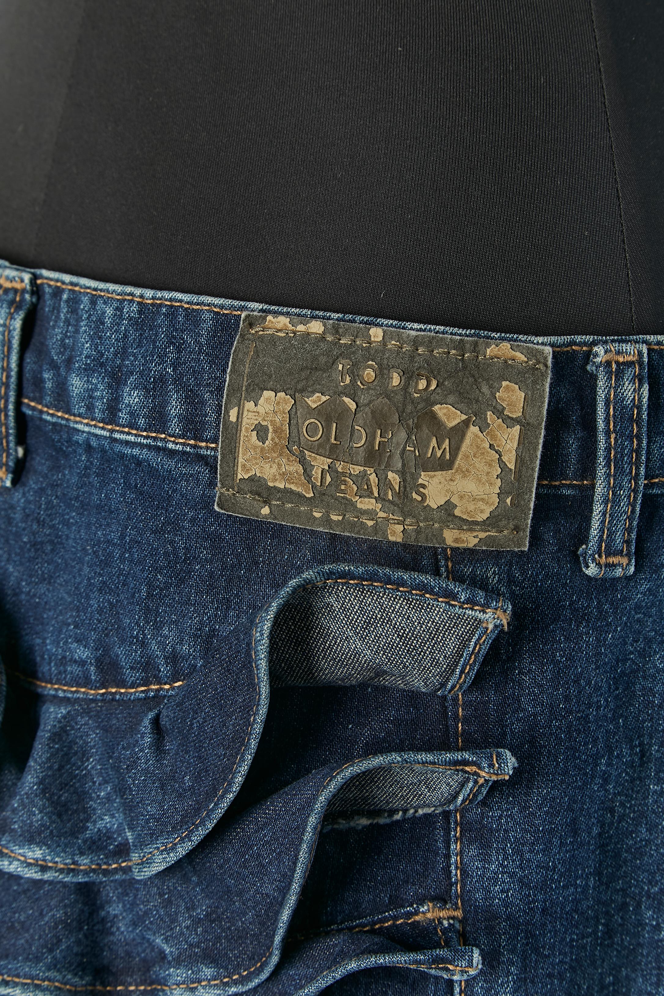 Mini denim skirt with ruffles on the back Todd Oldham For Sale 2