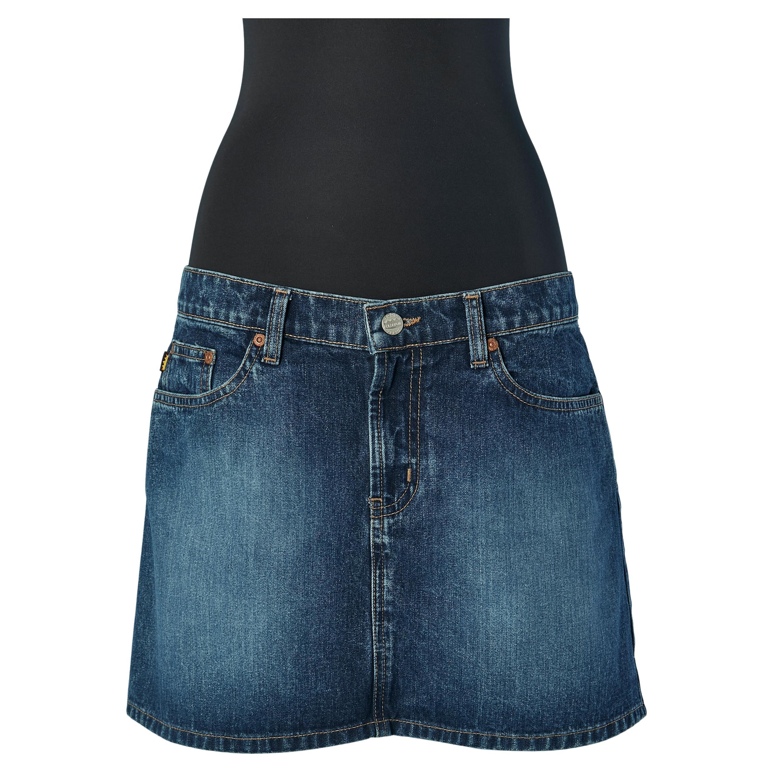 Mini denim skirt with ruffles on the back Todd Oldham For Sale