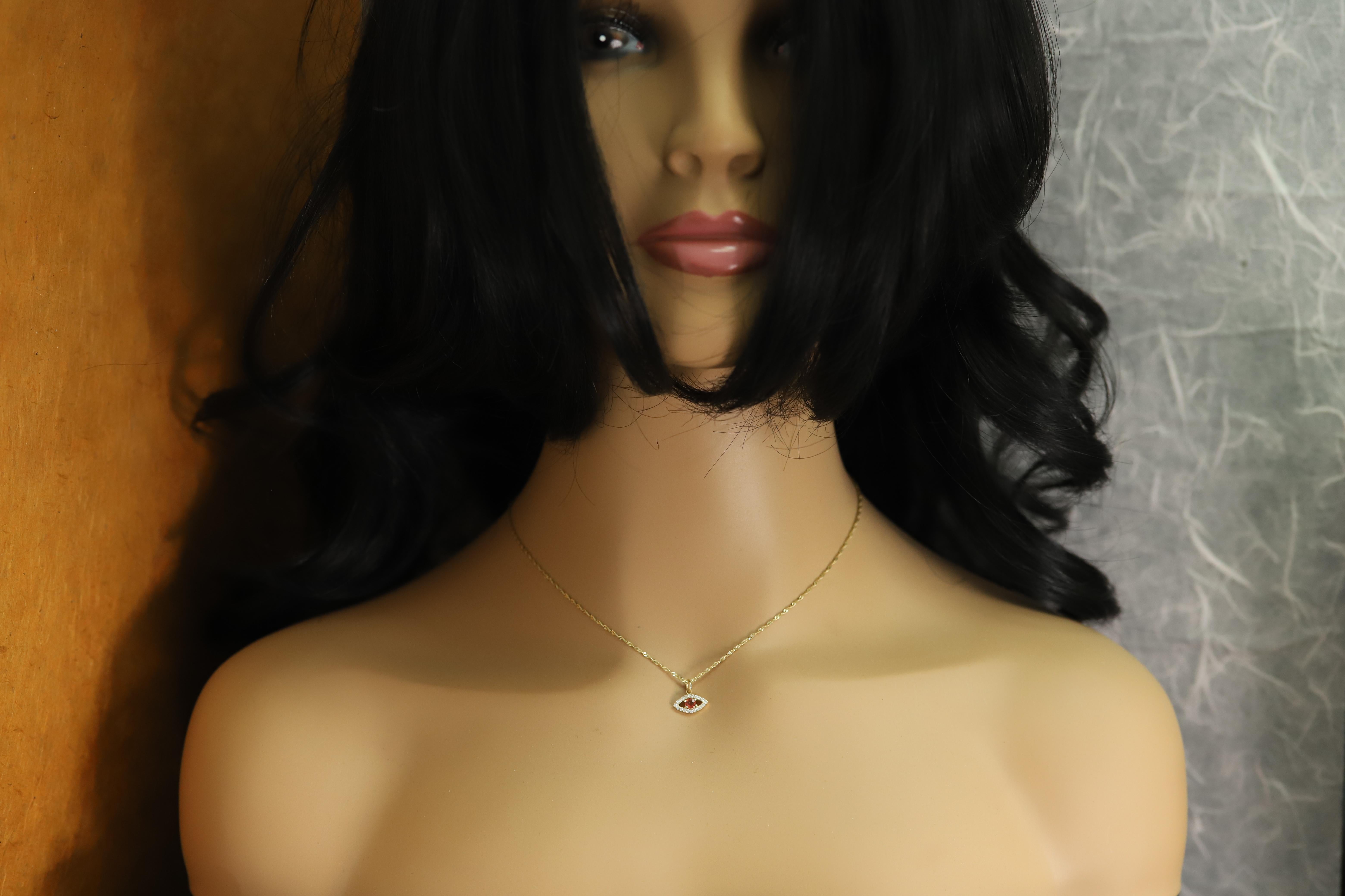 Mini œil maléfique en or jaune 14 carats avec saphir orange naturel au centre en vente 10