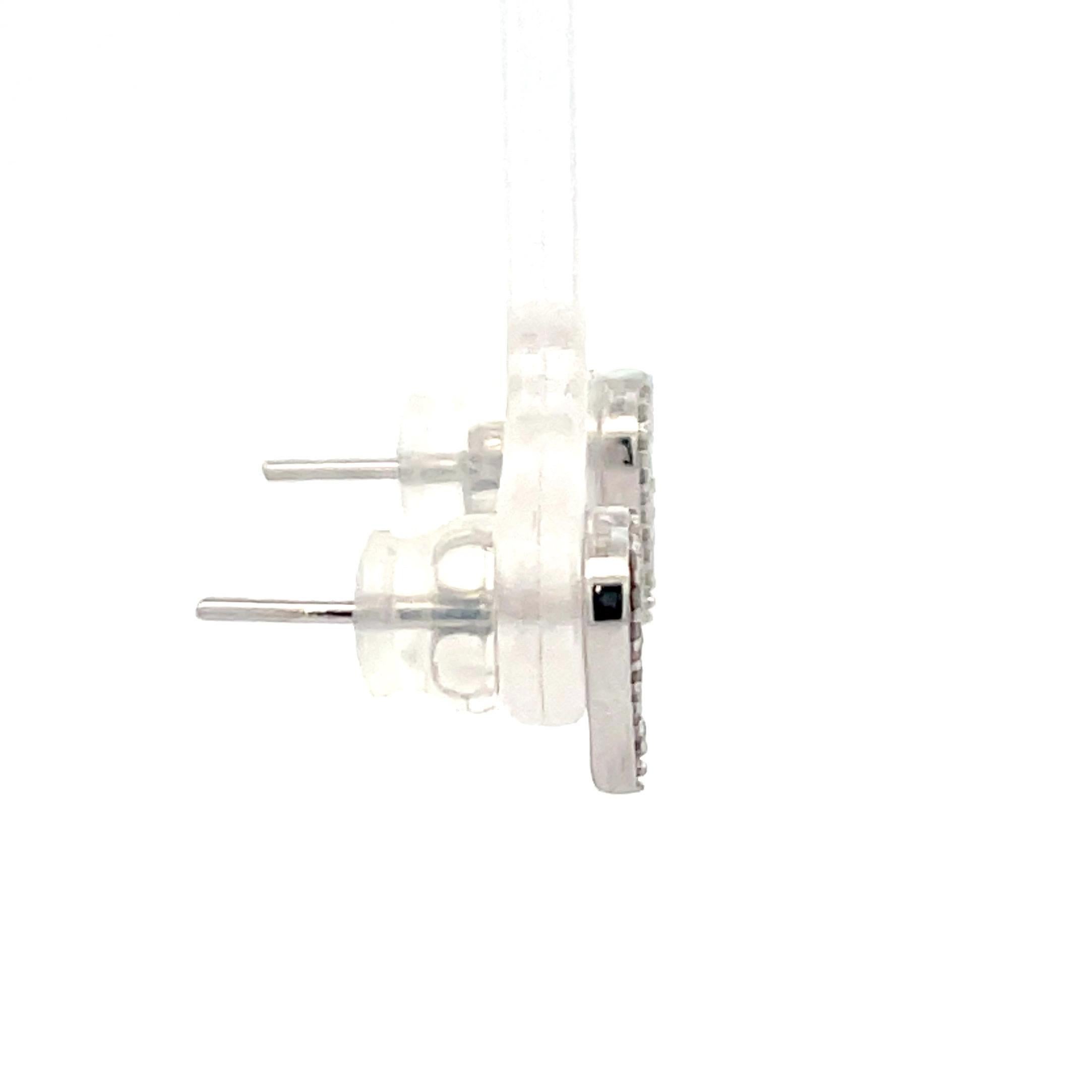 Mini Diamond Heart Stud Earrings 0.20 Carats 14 Karat White Gold In New Condition For Sale In New York, NY