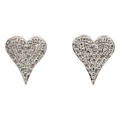 Mini orecchini a cuore con diamante da 0,20 carati in oro bianco 14 carati