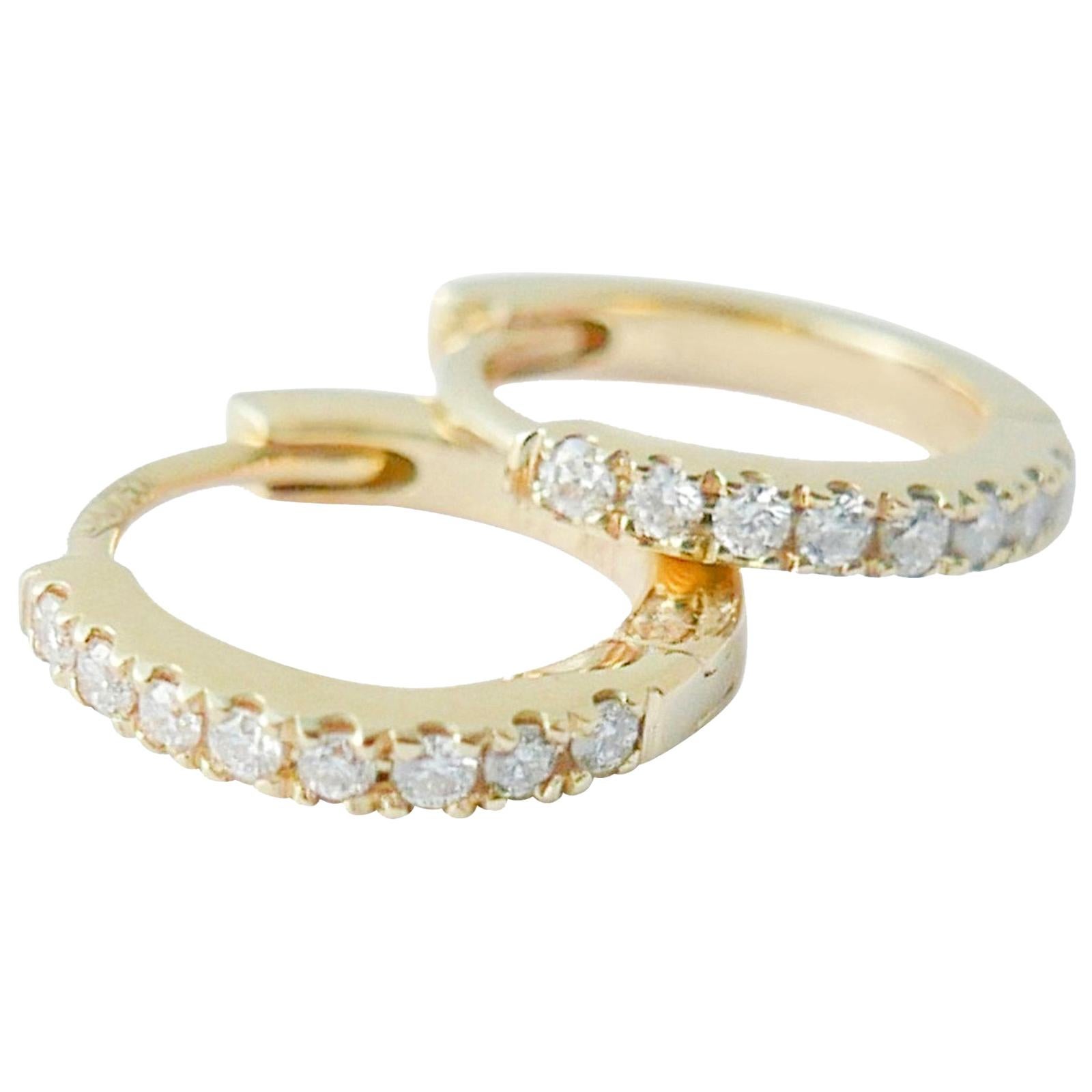 Mini Diamond Hoop Earrings in 18 Karat Gold by Allison Bryan For Sale