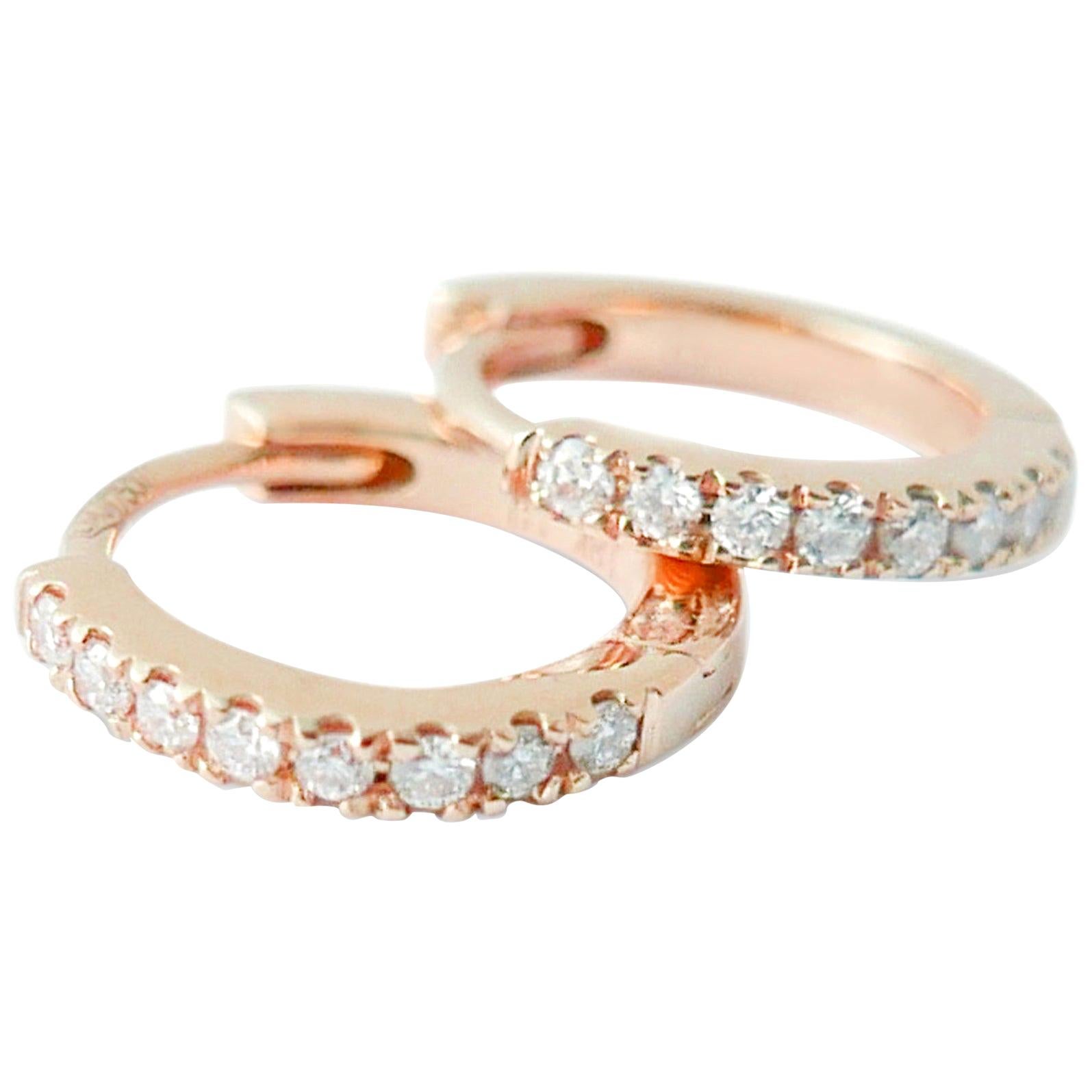 Mini Diamond Hoop Earrings in 18 Karat Rose Gold by Allison Bryan