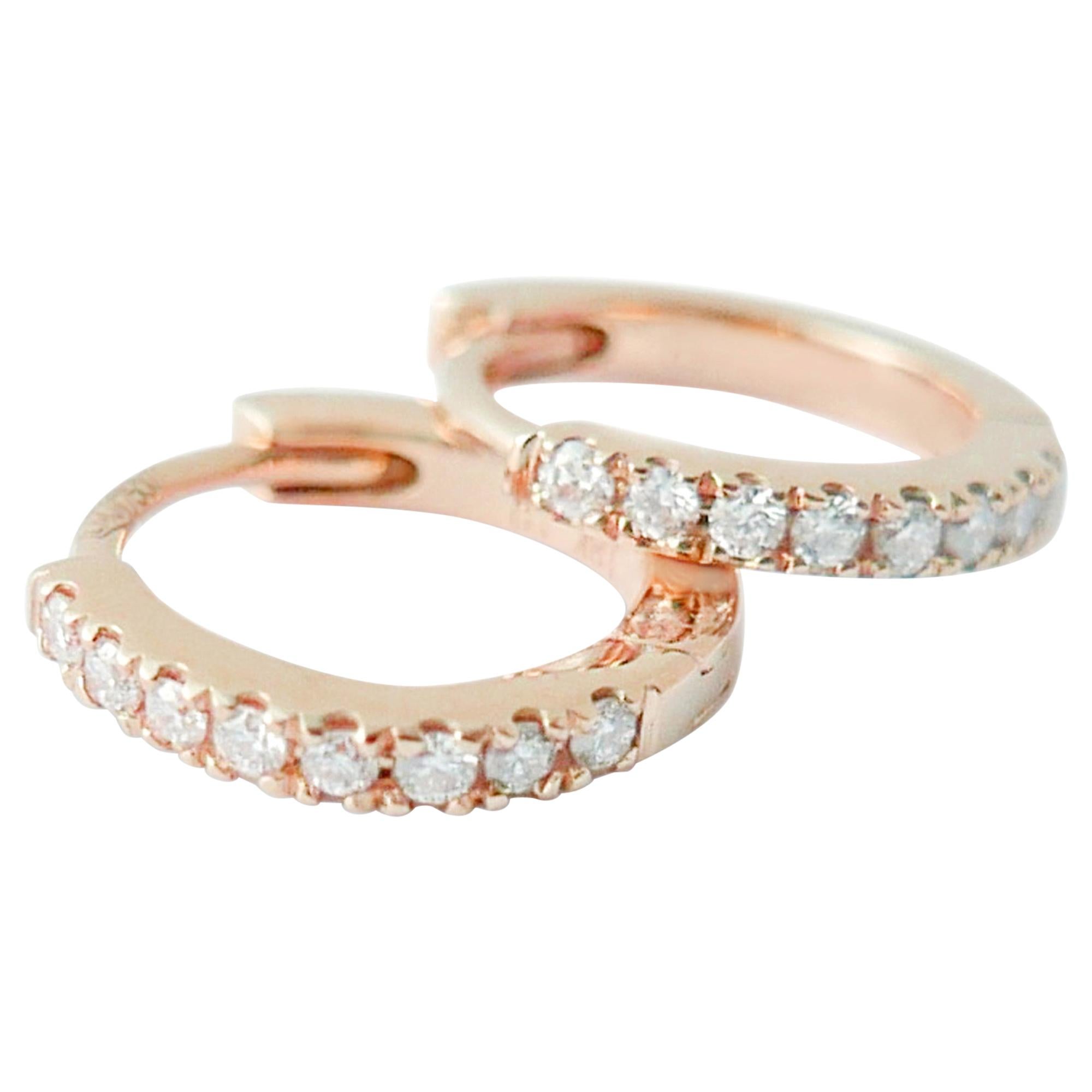 Mini Diamond Hoop Earrings in 18 Karat Rose Gold by Allison Bryan