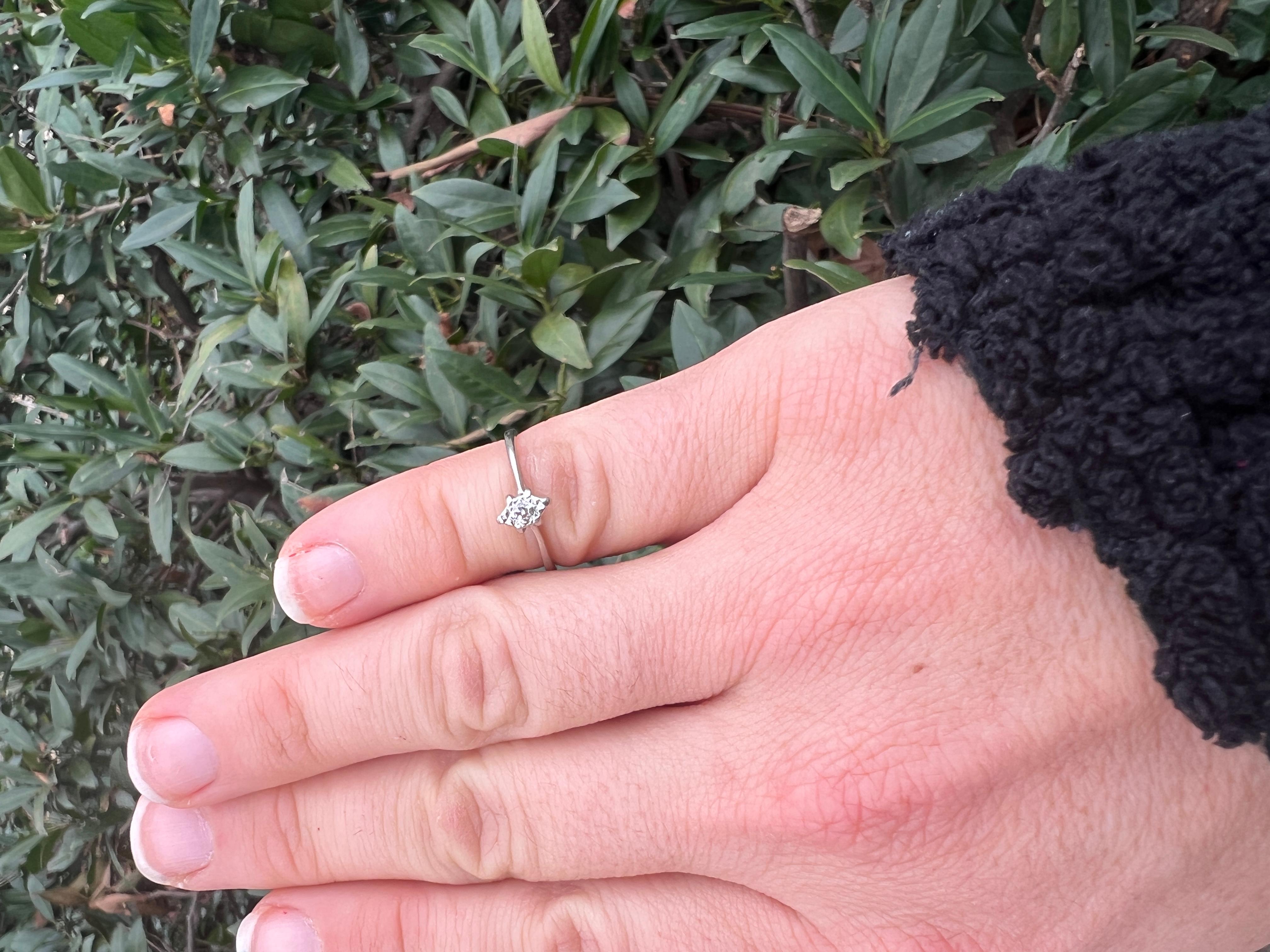 Women's or Men's Mini Diamond Navette Ring, 10K White Gold, Ring, Marquise Diamond Ring
