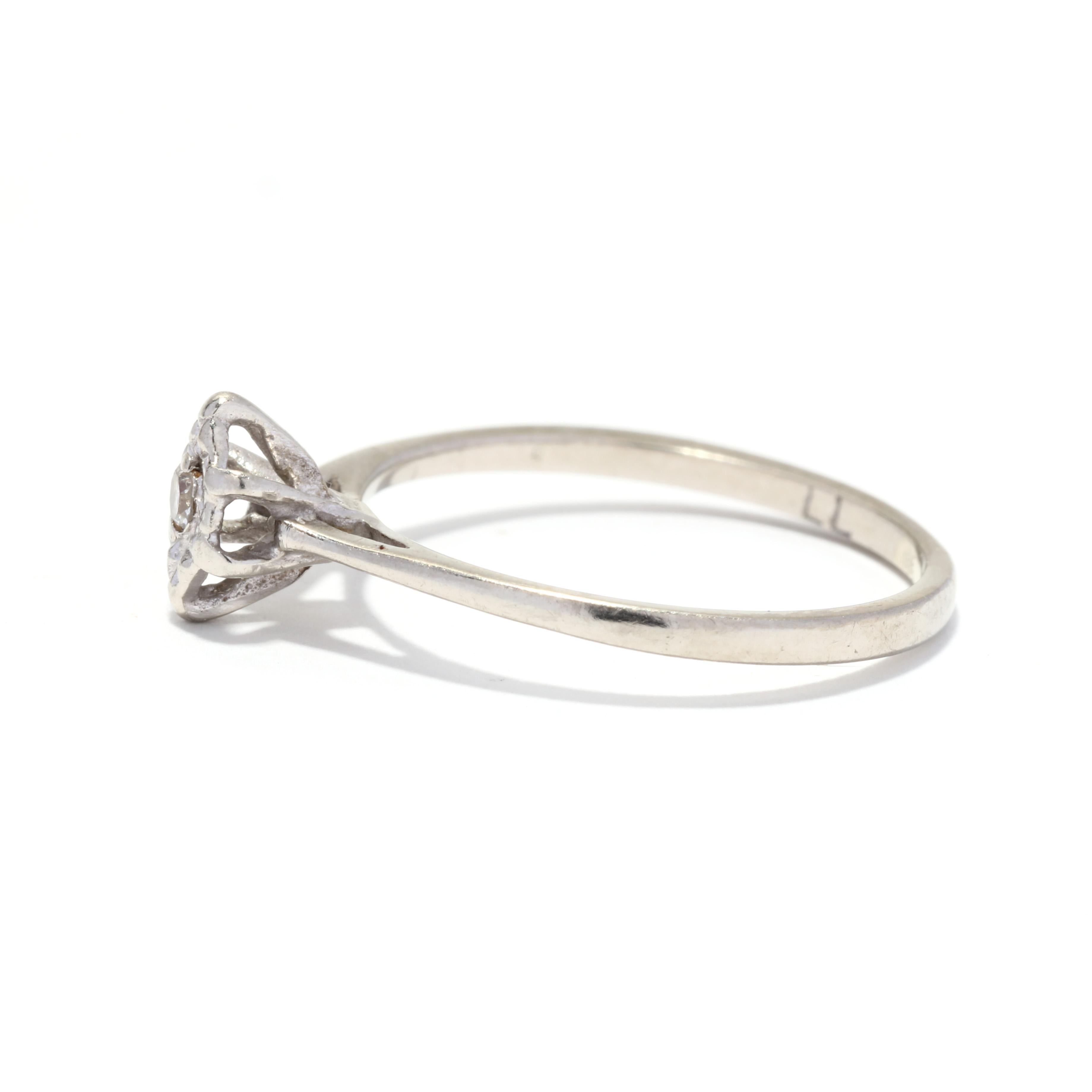 Marquise Cut Mini Diamond Navette Ring, 10K White Gold, Ring, Marquise Diamond Ring