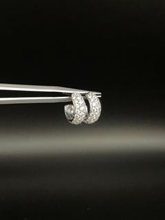 Mini Diamond Pave Huggie Hoop Earrings in 18K White Gold