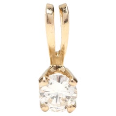 Vintage Mini Diamond Pendant, 14KT Yellow Gold, Simple Diamond Charm