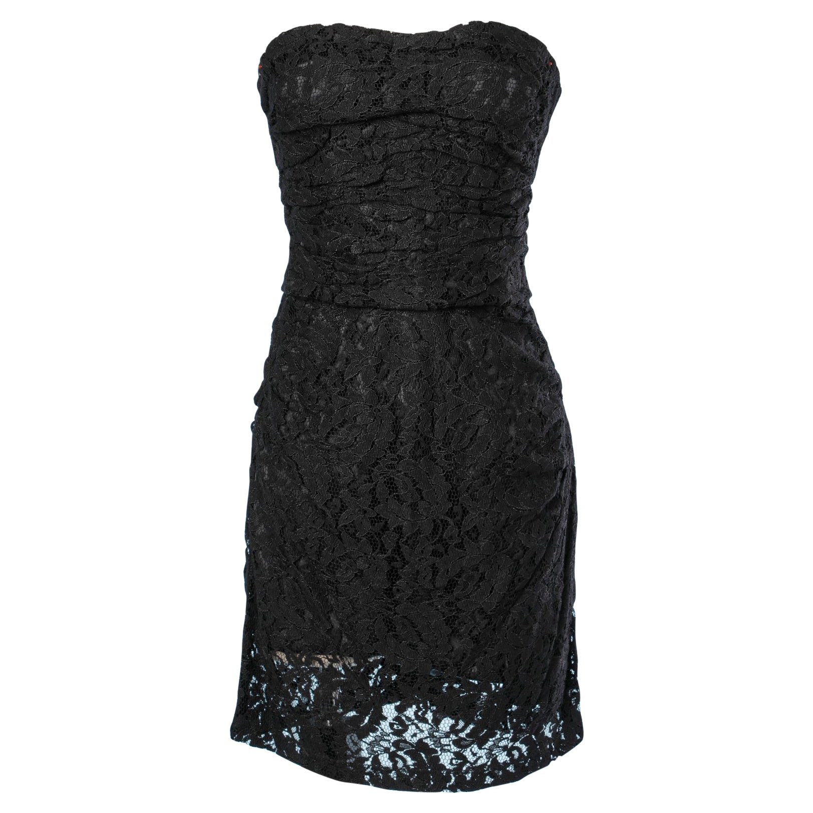 Dolce & Gabbana - Mini robe bustier en dentelle noire