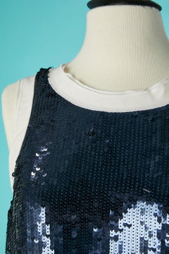 Mini dress in blue sequin with Anchor pattern and pleated bottom edge D&G