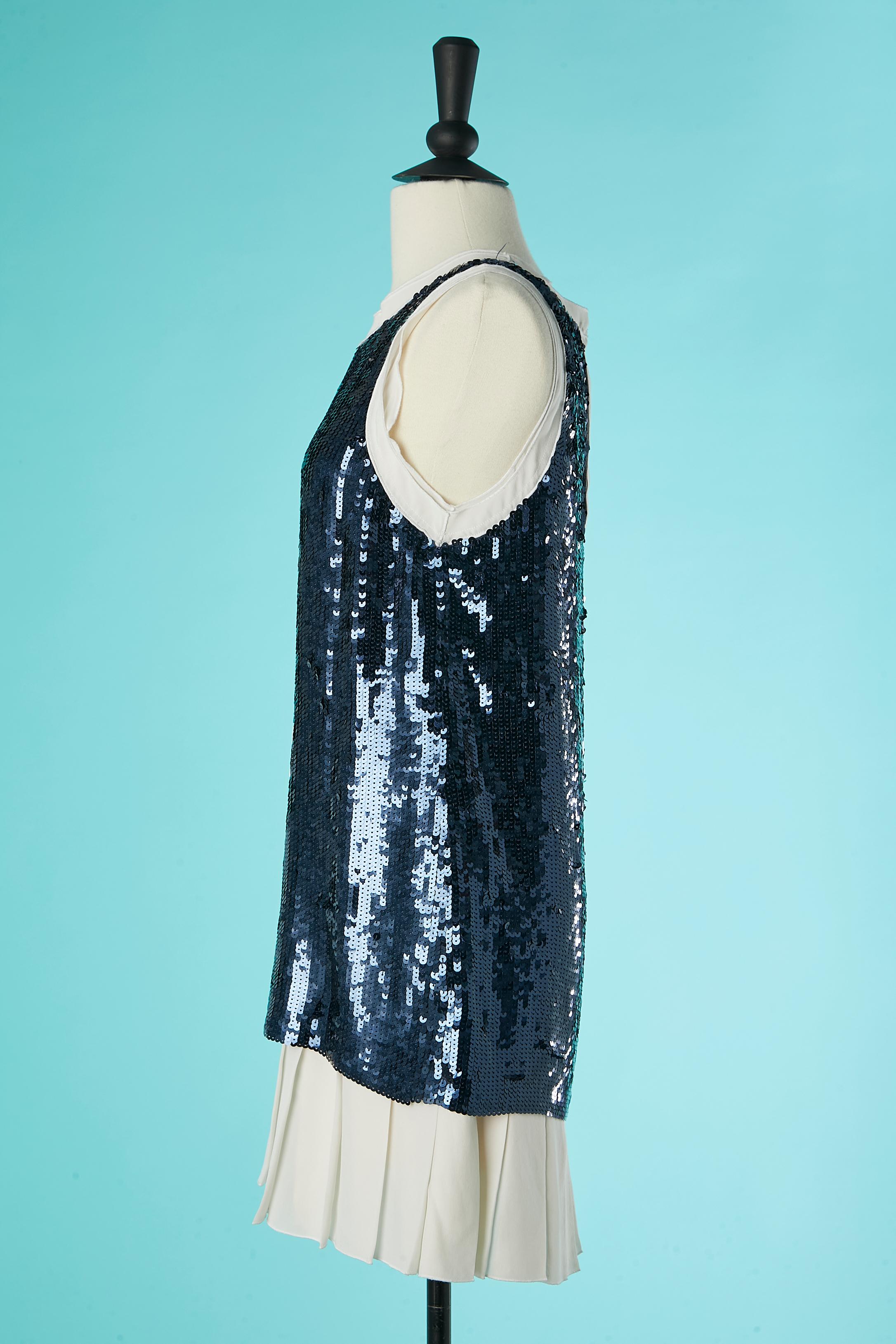 Mini dress in blue sequin with Anchor pattern and pleated bottom edge D&G  For Sale 1