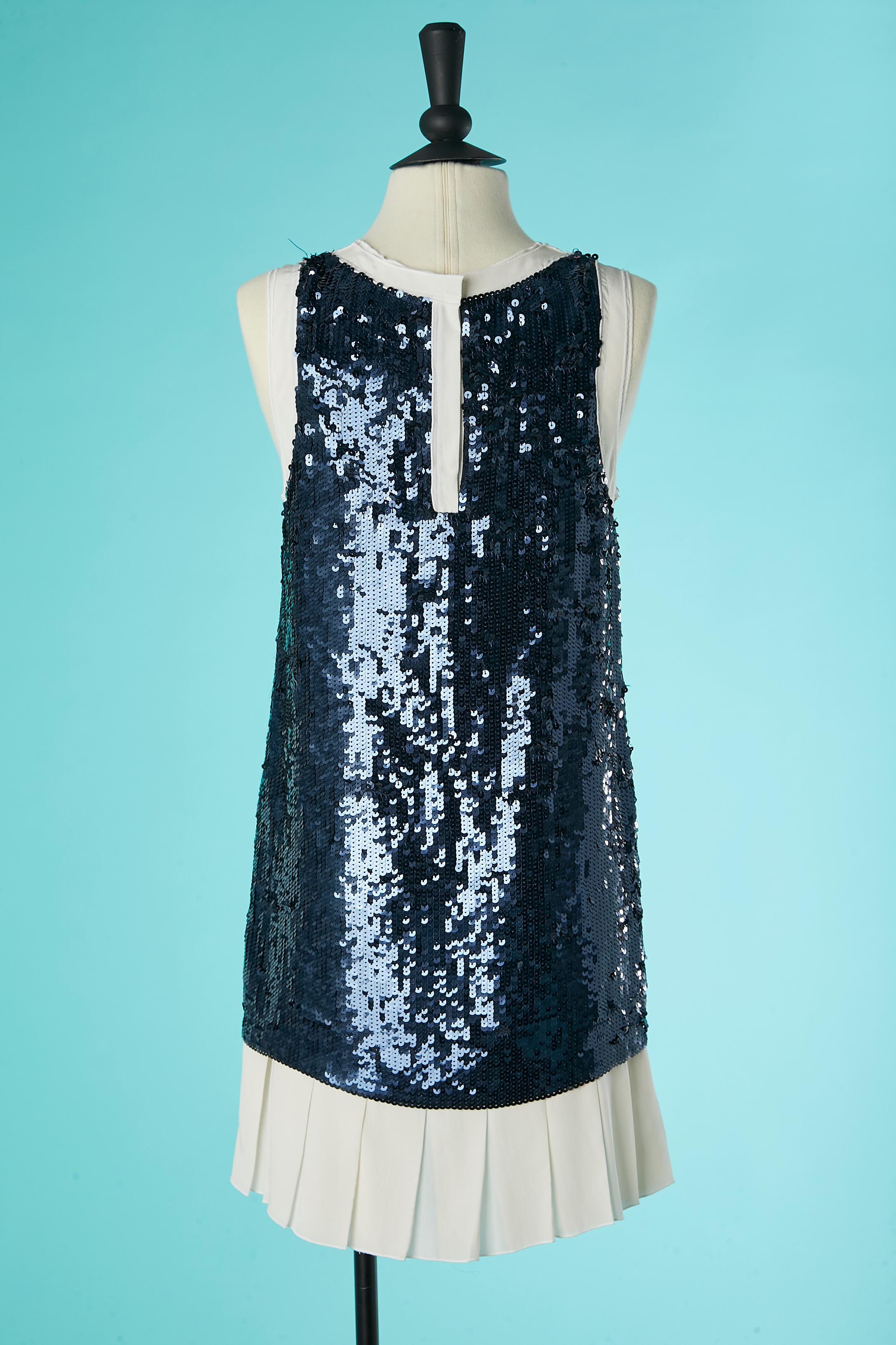 Mini dress in blue sequin with Anchor pattern and pleated bottom edge D&G  For Sale 2
