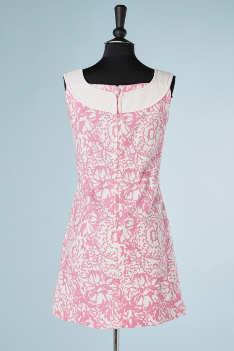 Women's Mini dress in white and pink piqué de coton Créations Courrèges