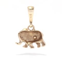 Mini Elephant Charm, 14K Gold, Small Gold Elephant, Flat Elephant Charm