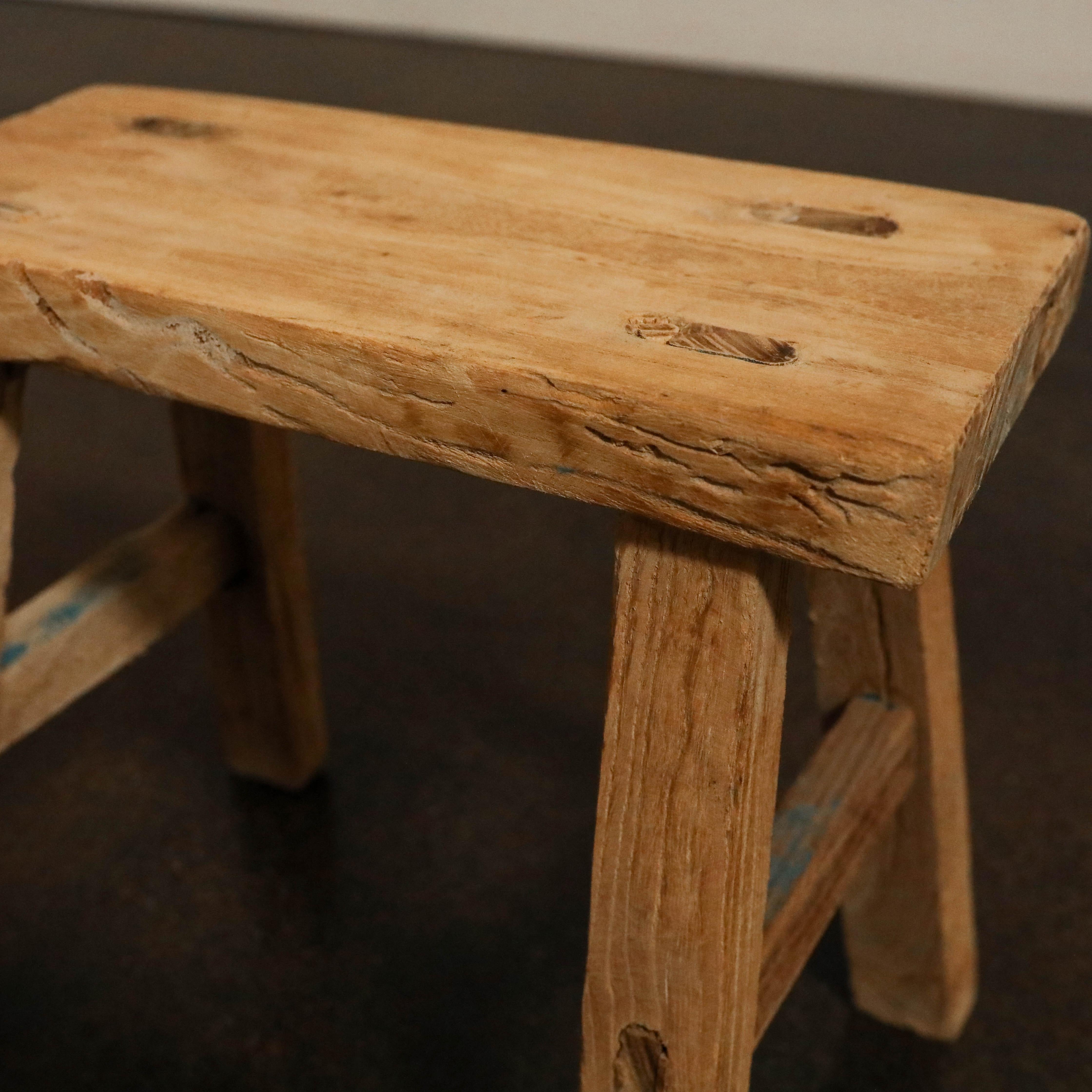 Rustic Mini Elm Stool For Sale
