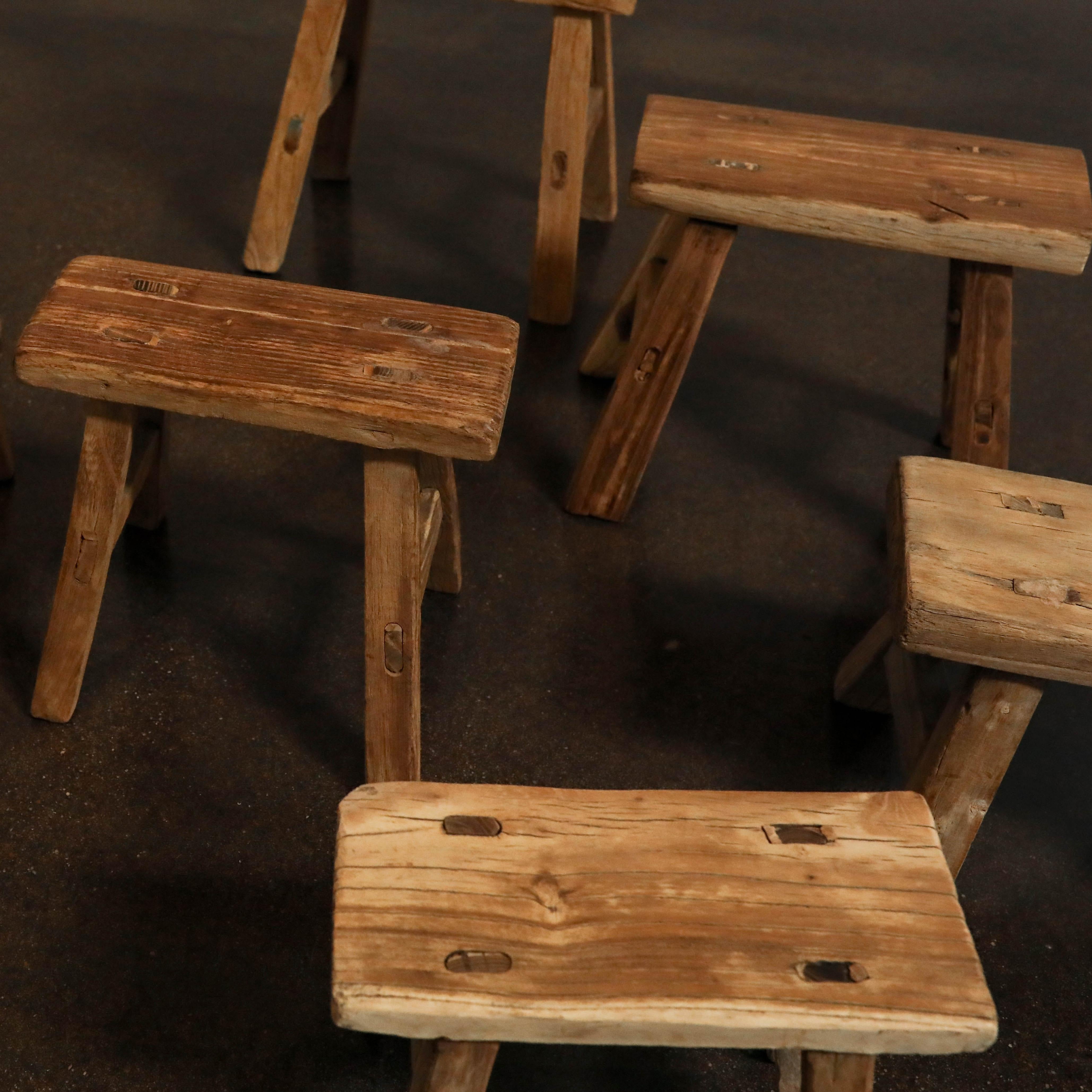 Contemporary Mini Elm Stool For Sale