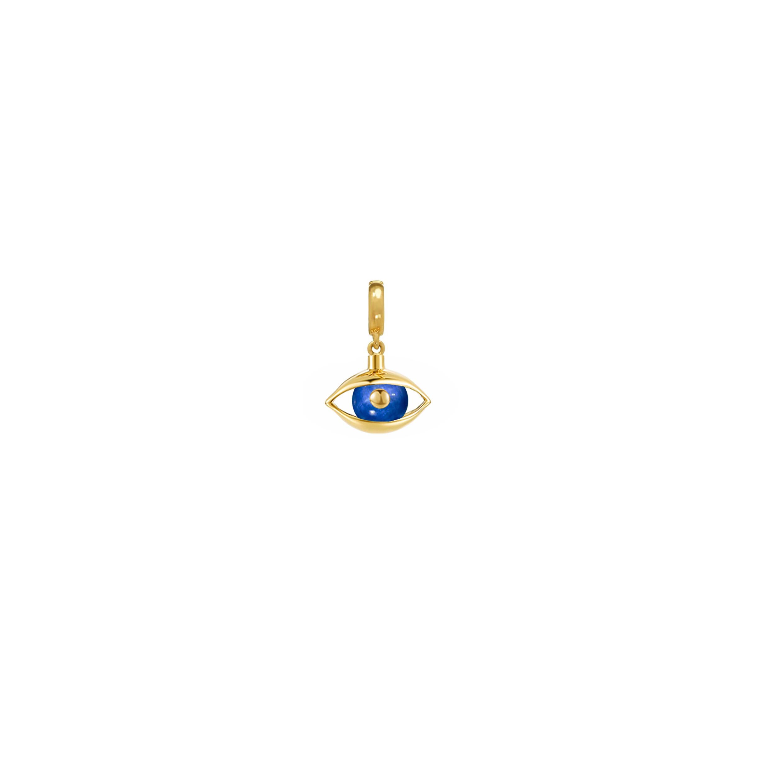 Artisan Mini Eye Charm 18 Karat Yellow Gold Amethyst For Sale