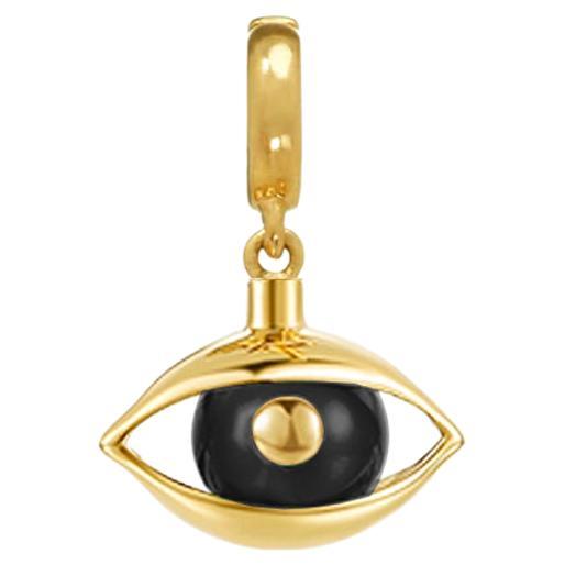 Mini Eye Charm 18 Karat Yellow Gold Black Onyx For Sale