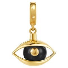 Mini Eye Charm 18 Karat Yellow Gold Black Onyx