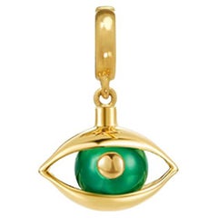 Mini Eye Charm 18 Karat Yellow Gold Green Chalcedony