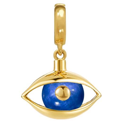 Mini Eye Charm 18 Karat Yellow Gold Kyanite For Sale