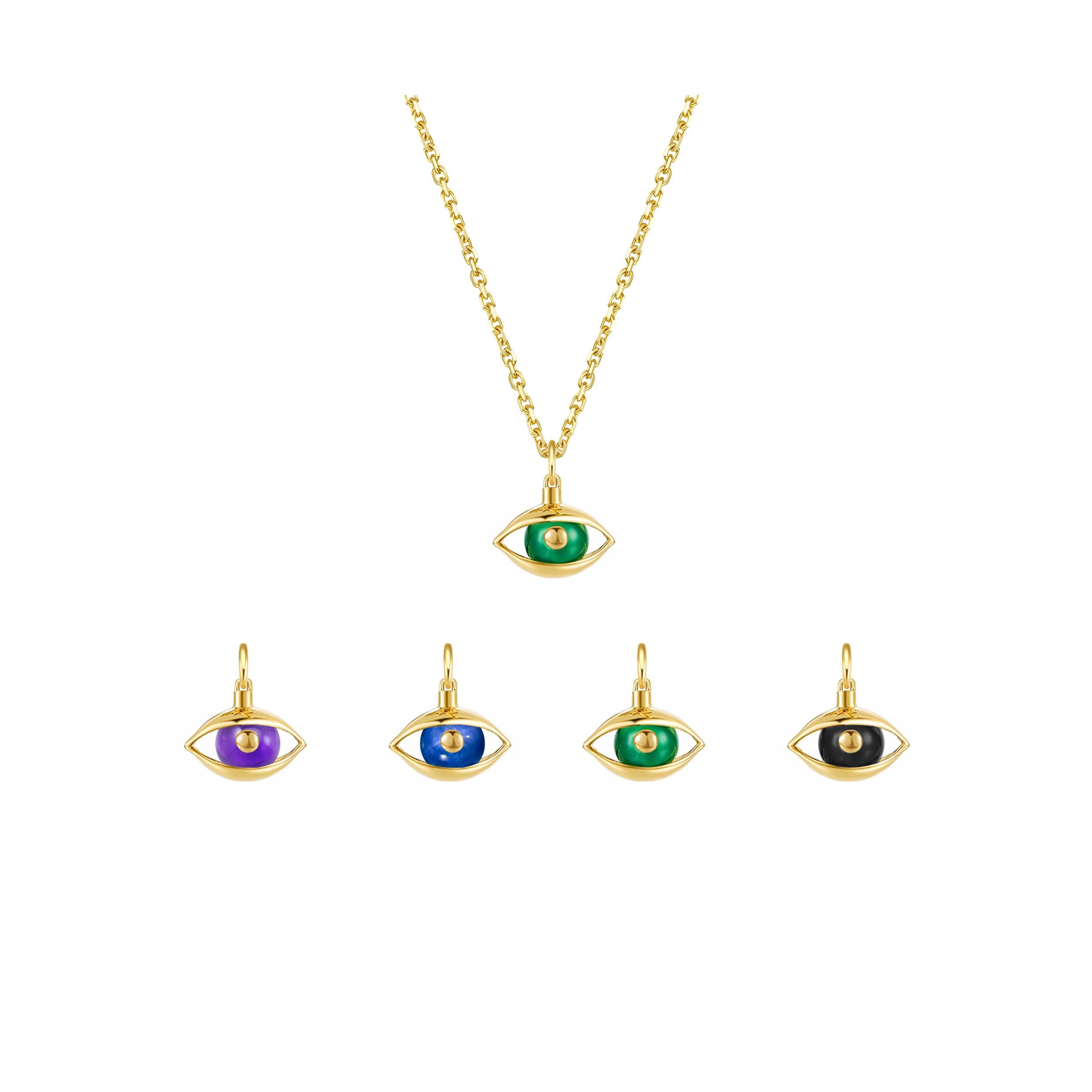 This very unique mini eye pendant necklace from The Eye collection, it's a perfect everyday talisman, elegant and stylish.  The Eye collection, showcases this award winning, fine jewellery designer’s extraordinary talent to work with shapes,
