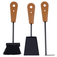 Mini-Kaminbesteck-Set CORLA – Steele und regeneriertes Leder