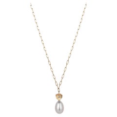 Mini Flower Pearl Drop Necklace