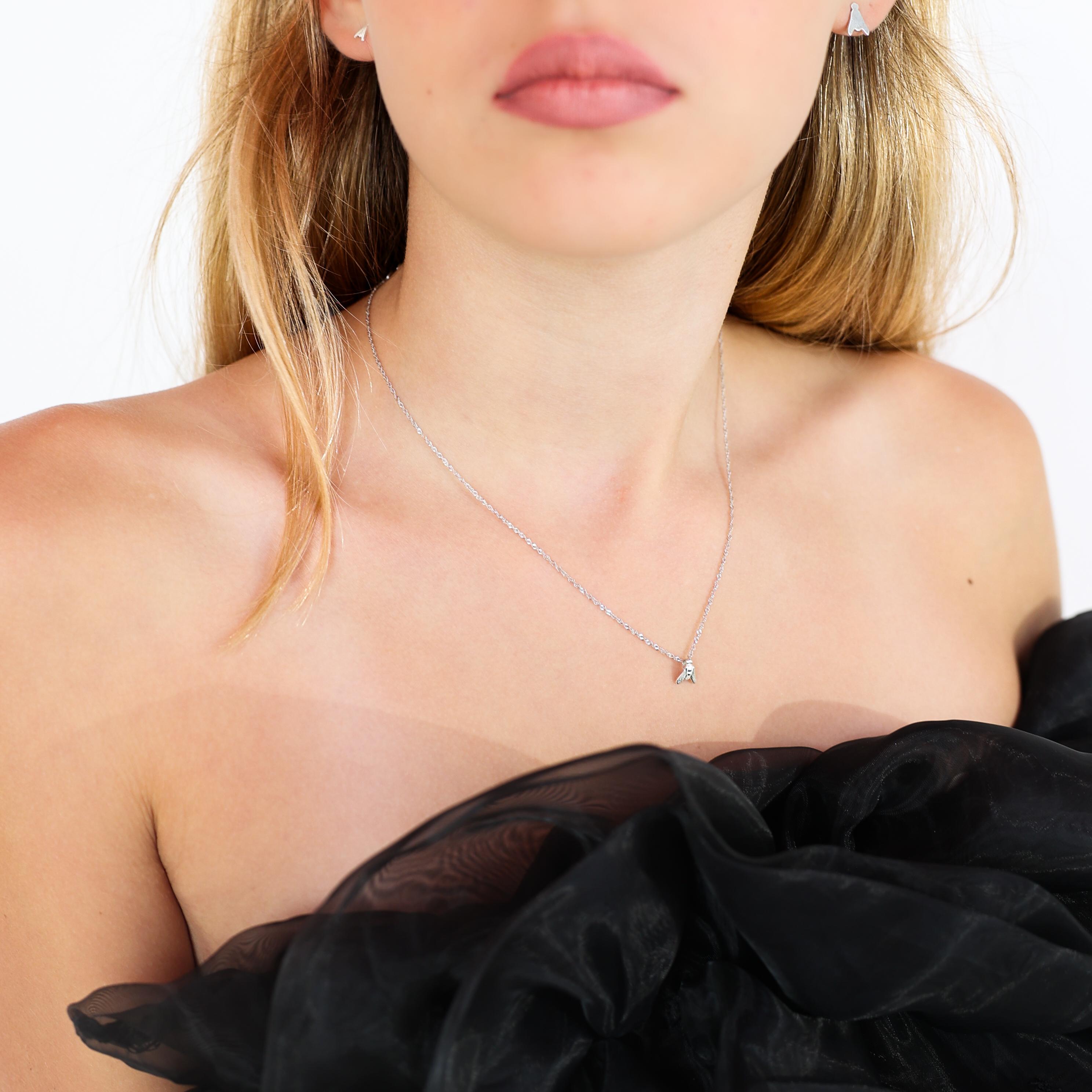 Contemporain Mini collier essential FLY en or blanc 18 carats en vente