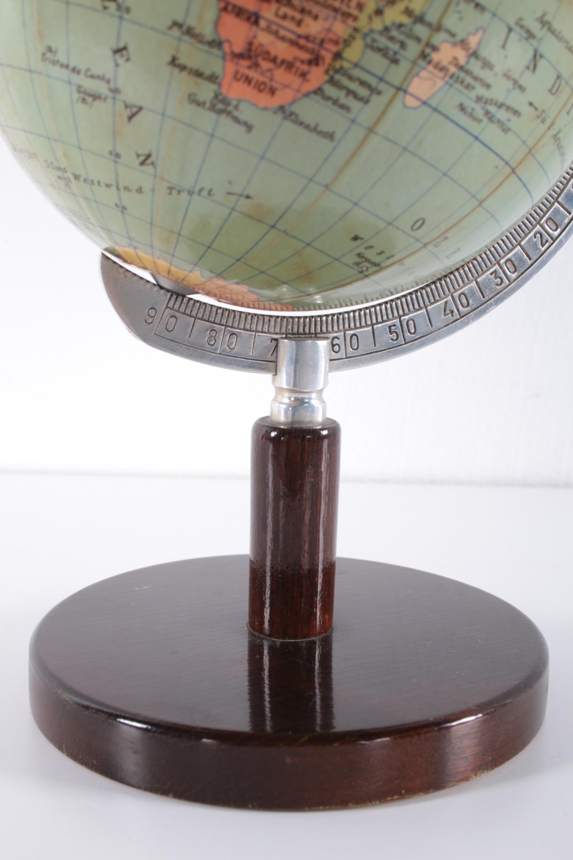 Mid-Century Modern Mini Globe Columbus on Wooden Base, 1950s