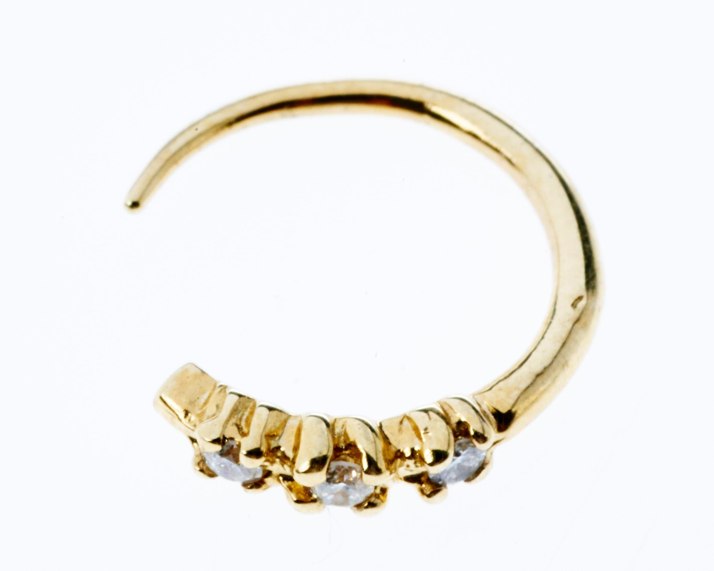 Mini Gold Earring White Diamond Hoop J Dauphin In New Condition For Sale In Los Angeles, CA