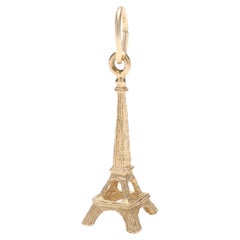 Vintage Mini Gold Eiffel Tower Charm, 14k Yellow Gold, Paris Travel