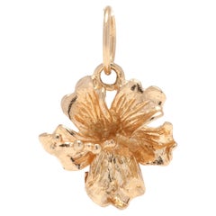 Mini Gold Lily Charm, 14k Yellow Gold, Small Gold Flower Charm