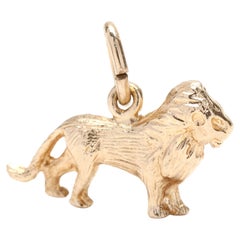 Retro Mini Gold Lion Charm, 10k Yellow Gold, Small Gold Charm, Animal