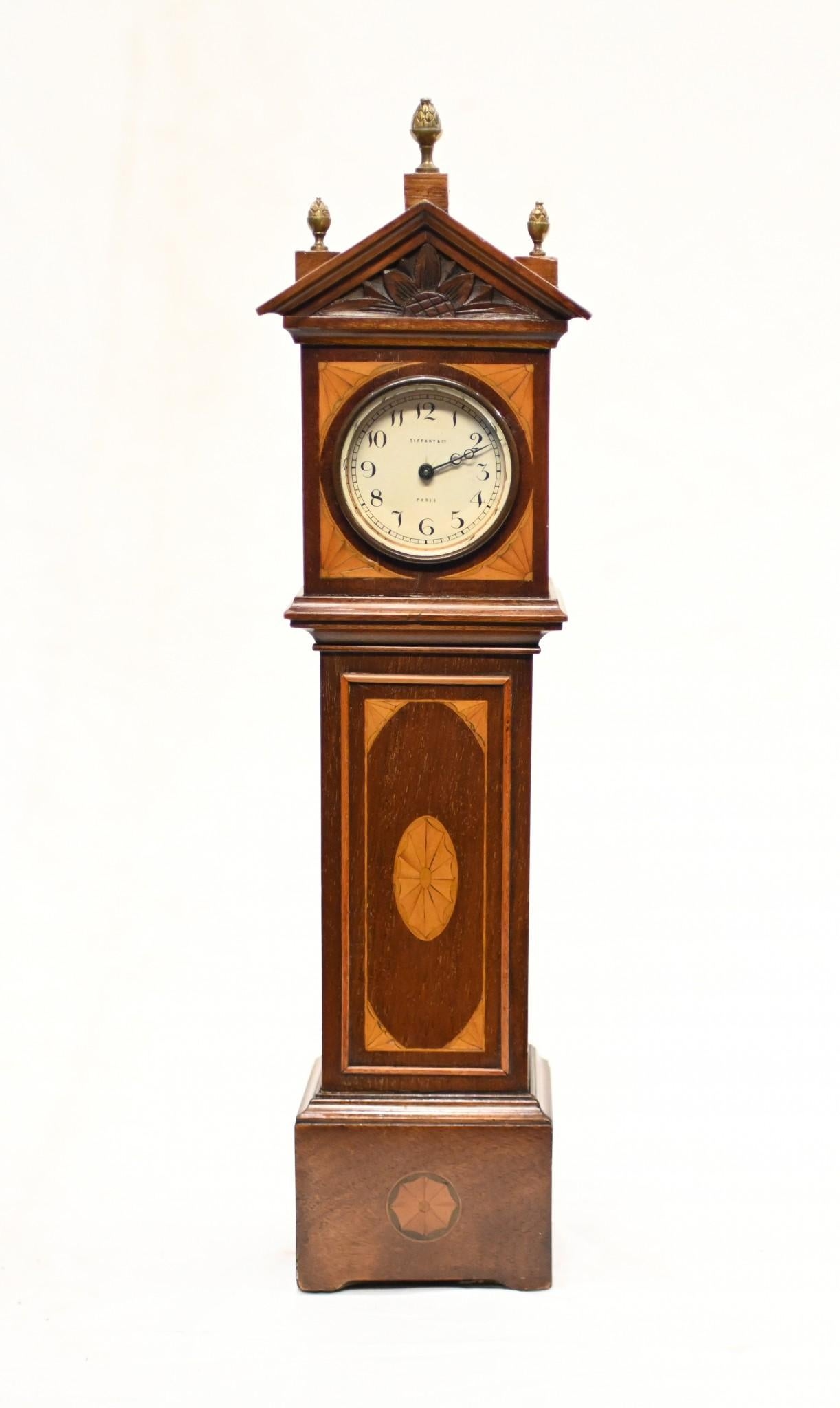Mini Grandfather Clock Apprentice Piece 1890 Sheraton In Good Condition For Sale In Potters Bar, GB