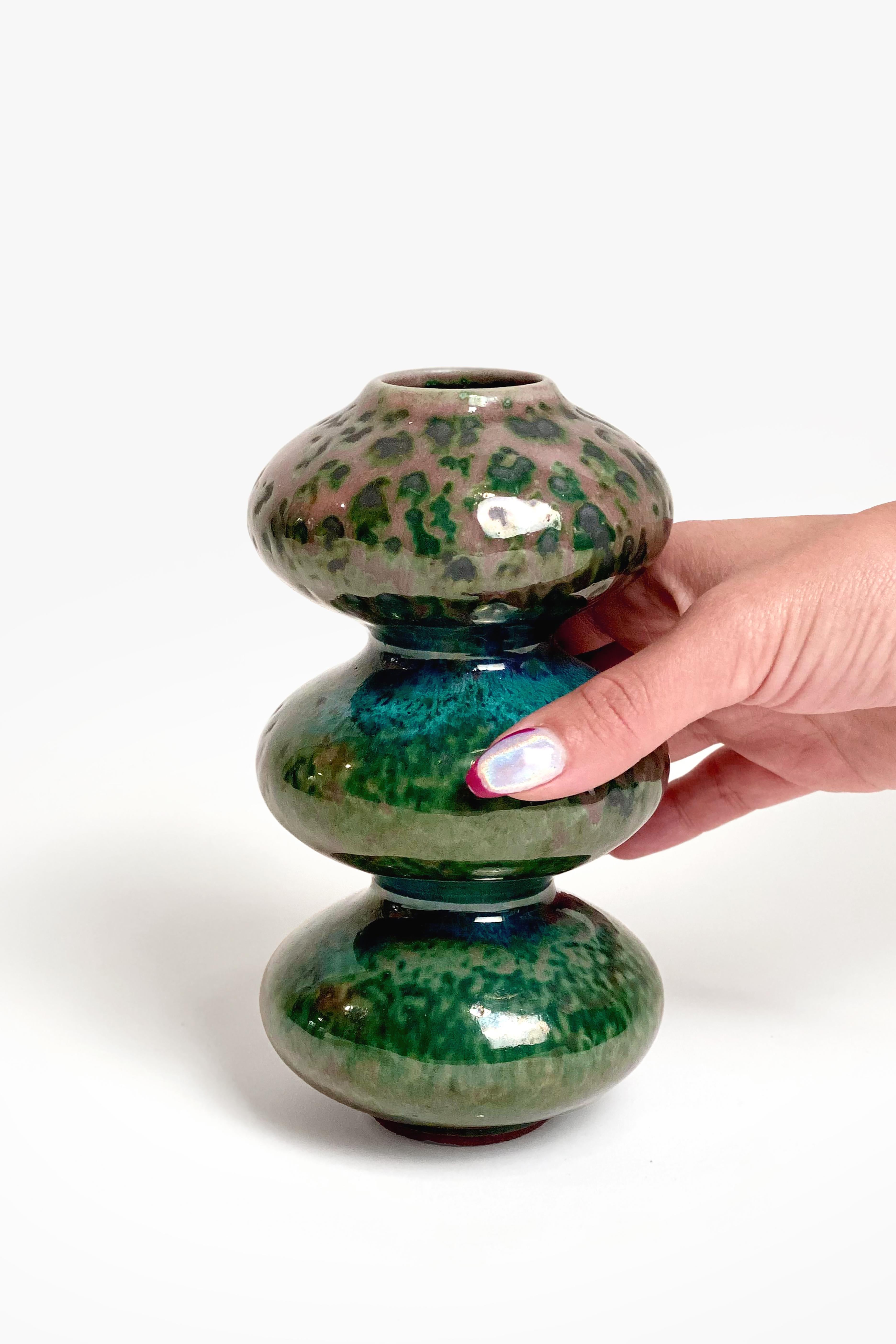 American Mini Green Wave Form Vase by Forma Rosa Studio For Sale