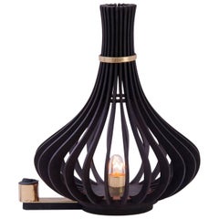 Mini Gulliver Brazilian Contemporary Wood Table Lamp by Lattoog