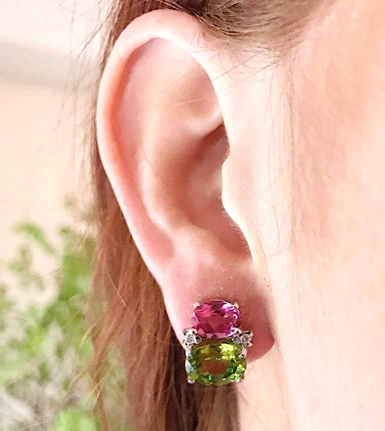 Taille ovale Mini boucles d'oreilles Gum Drop avec iolite, améthyste et diamants en vente