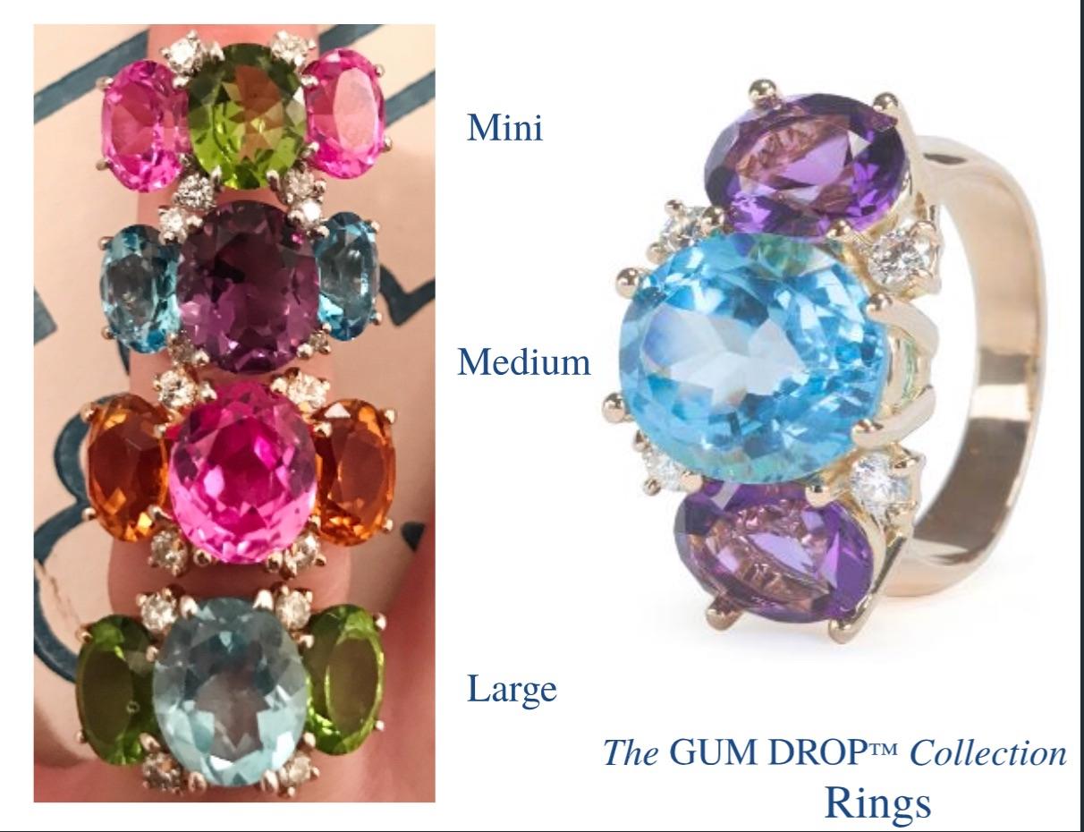 Mini boucles d'oreilles Gum Drop avec péridots, topaze bleue et diamants en vente 10