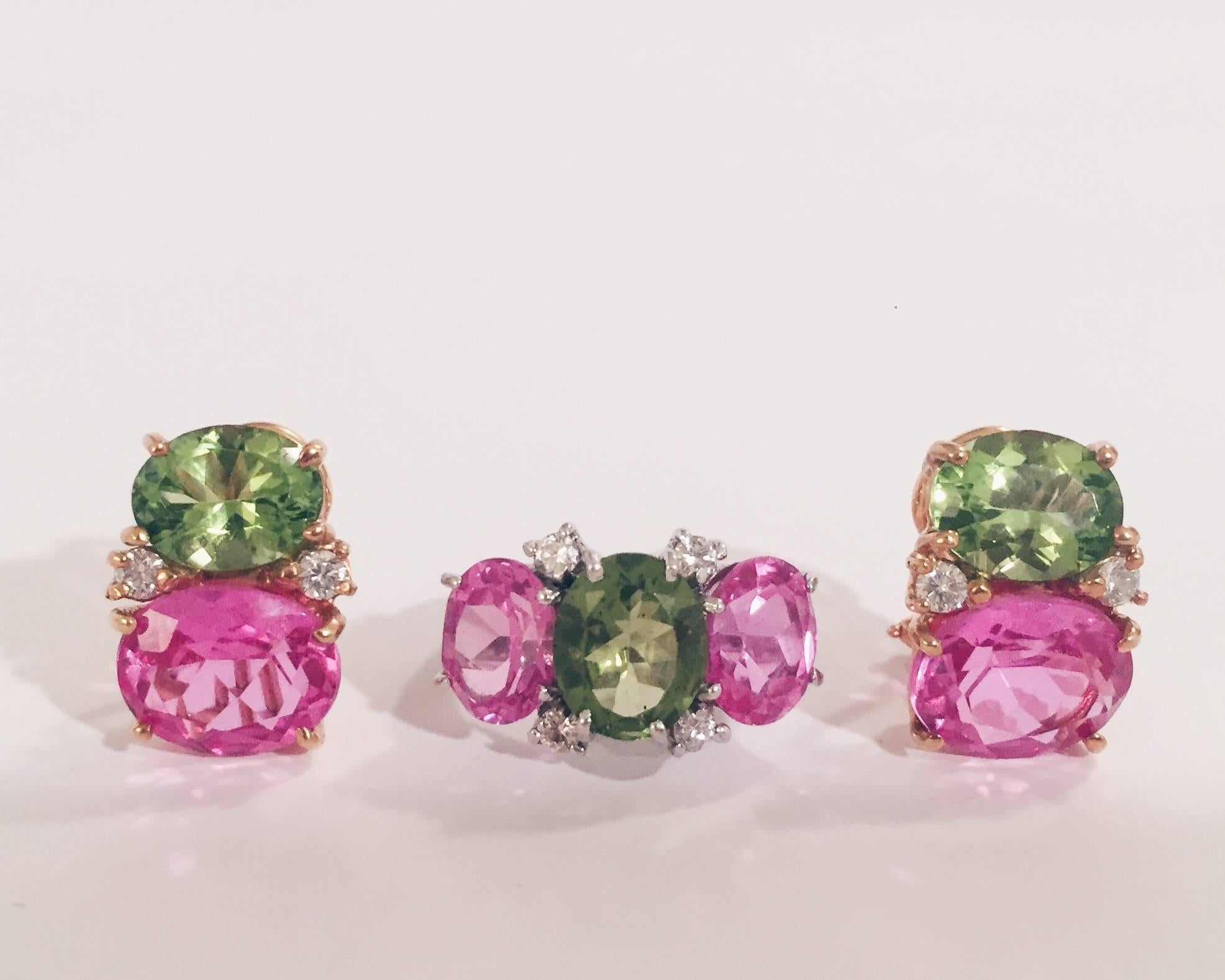 Mini GUM DROP-Ohrringe mit zwei getöntem rosa Topas und Diamanten im Angebot 11