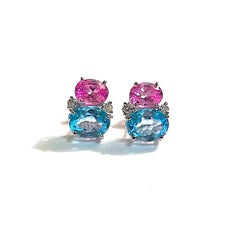 Mini GUM DROP Earrings with Two Toned Pink Topaz and Diamonds