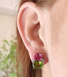 Mini Pendientes GOMA con Iolita y Granate y Diamantes