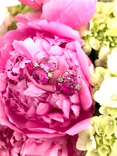 Mini  GUM DROP Earrings with Two Toned Pink Topaz and Diamonds