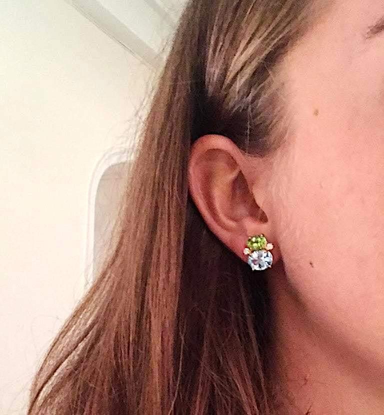 Mini GUM DROP Peridot Citrine Diamond Earrings For Sale 2