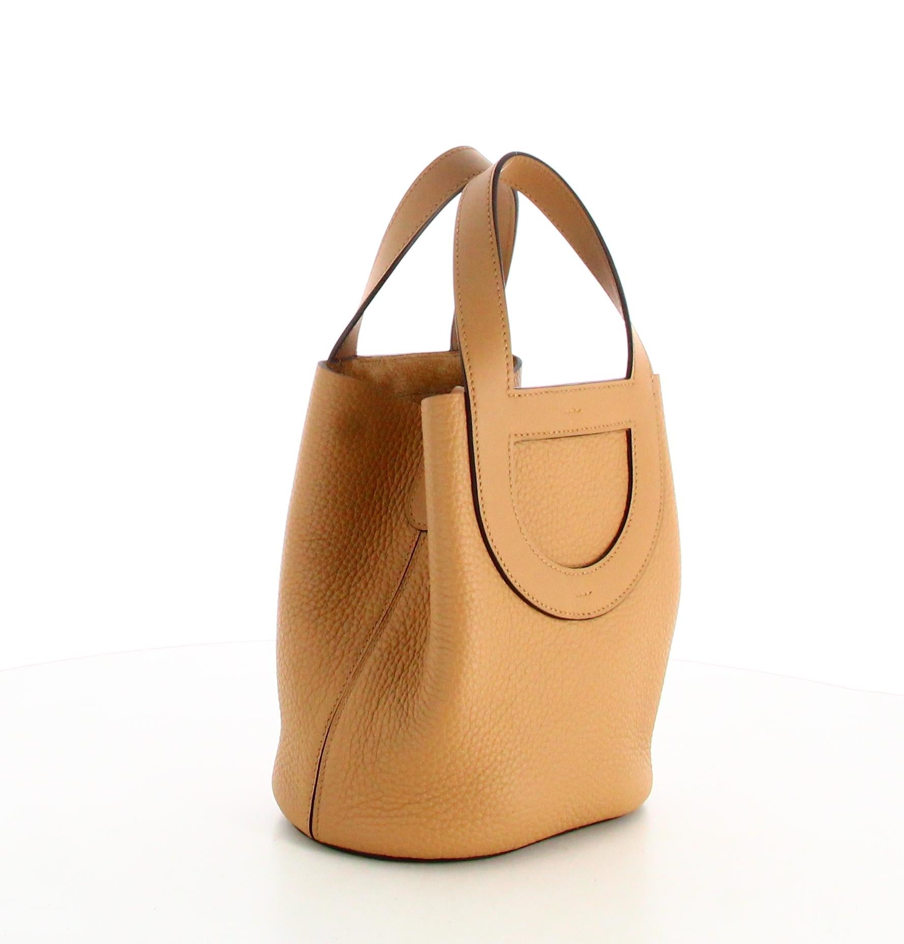 Mini Handbag Hermes Cowhide Leather Brown  For Sale 1