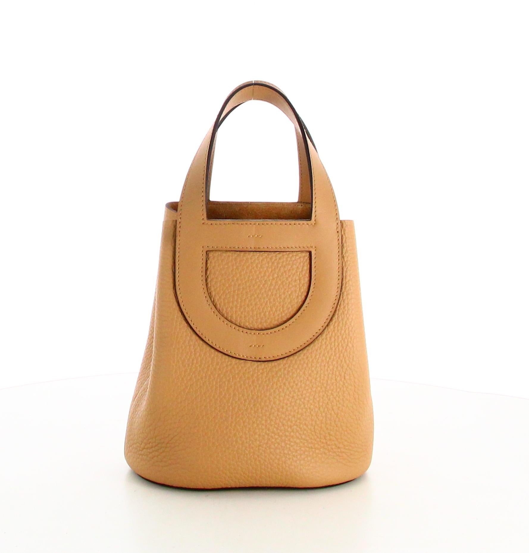 Mini Handbag Hermes Cowhide Leather Brown  For Sale 2