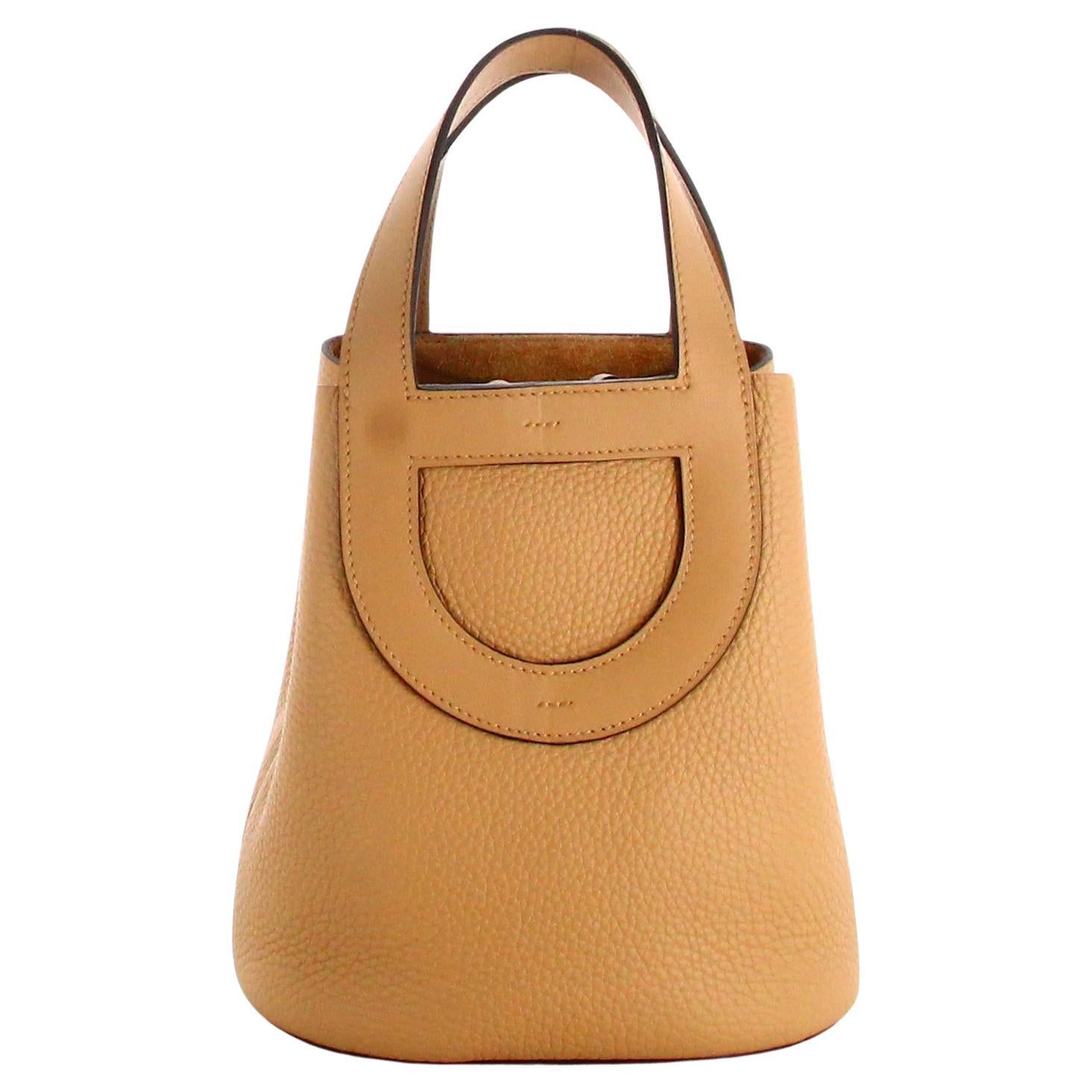 Mini Handbag Hermes Cowhide Leather Brown  For Sale